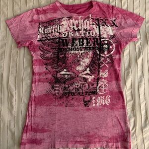 Archair by Affliction Light Washed Pink Graphic Tee.